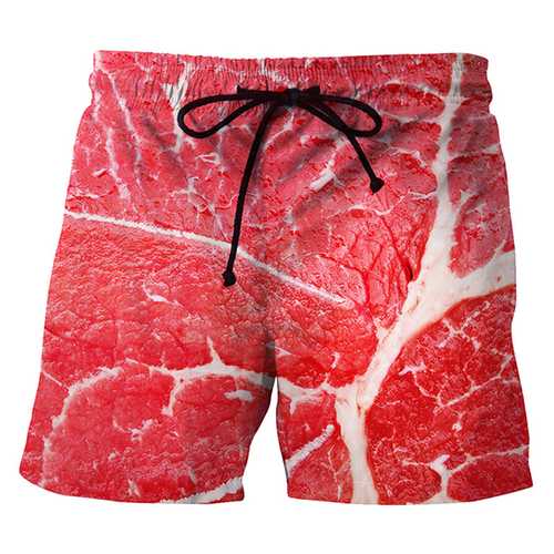 3D Meat Printing Summer Casual Holiday Beach Board Shorts