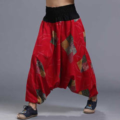 Men's Ethnic Style Printed Loose Wide Leg Pants