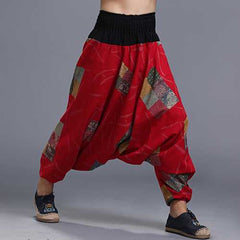 Men's Ethnic Style Printed Loose Wide Leg Pants