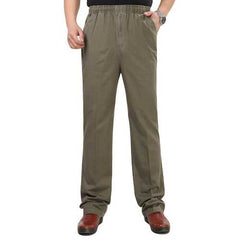 Mens 100% Cotton Loose Full-Length Casual Pants