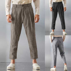 Mens Casual Slim S-3XL Polyester Straight Leg Pants