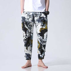 Mens Casual Ankle Length Cotton Fashion Ethnic Style Loose S-5XL Fit Elastic Waist Harem Pants