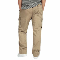 Large Size Big Pocket Loose Washed Cargo Pants Men's Outdoor Sports Casual Elastic Waist Trousers