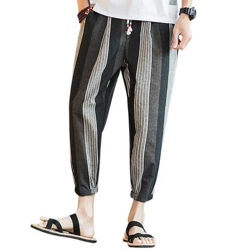 Men's Casual Striped Printed Loose Harem Pants