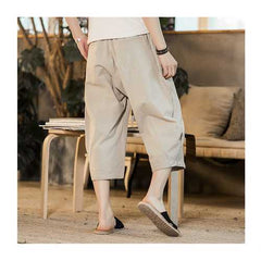 Men's Chinese Style Cotton Flax Casual Baggy Trousers