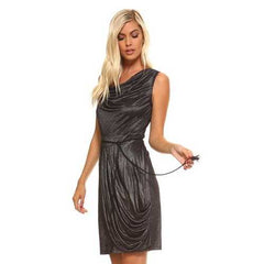 Women's Cowl Neck Dress with Waist Tie