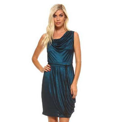 Women's Cowl Neck Dress with Waist Tie