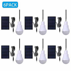 Solar Powered Panel LED Lighting System Lights 15W Portable Bulb Outdoor Indoor - Qty: 6 Pack