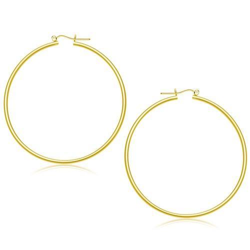 14k Yellow Gold Polished Hoop Earrings (55 mm)