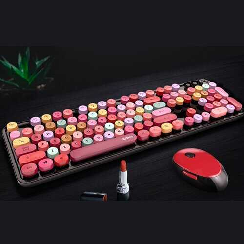 Spring Multi Wireless Keyboard And Mouse Set - COLORS: LIPSTICK COLORS