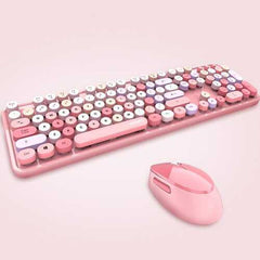 Spring Multi Wireless Keyboard And Mouse Set - COLORS: PASTEL PINK