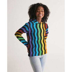 Womens Hoodies, Rainbow Stripe Style Hooded Shirt