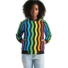 RAINBOW STRIPES Womens Bomber Jacket