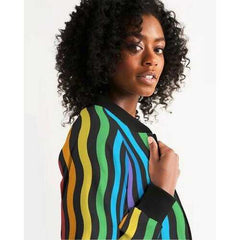 RAINBOW STRIPES Womens Bomber Jacket