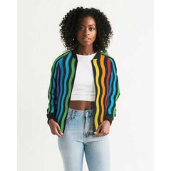 RAINBOW STRIPES Womens Bomber Jacket