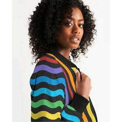 RAINBOW STRIPES Classic Womens Bomber Jacket