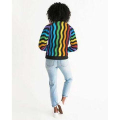 RAINBOW STRIPES Classic Womens Bomber Jacket