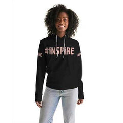 Inspire Black Peach Womens Hoodie with Sleeve Text