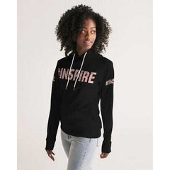 Inspire Black Peach Womens Hoodie with Sleeve Text