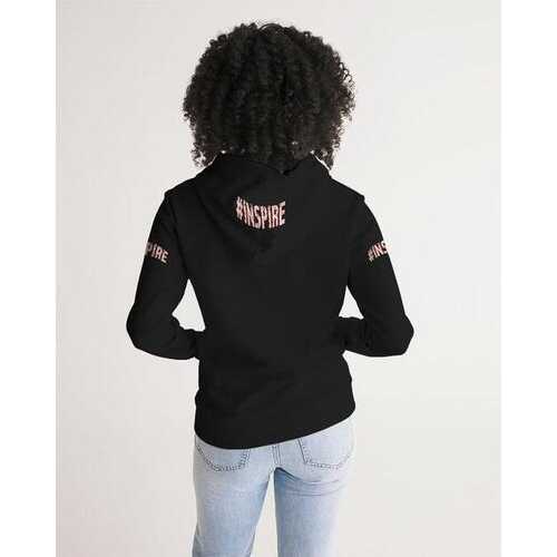 Inspire Black Peach Womens Hoodie with Sleeve Text