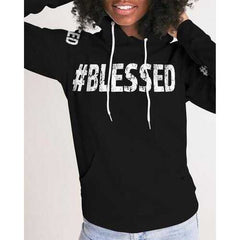 Blessed Black White Womens Hoodie with Sleeve Text