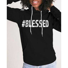 BLESSED LIFE Black White Womens Hoodie with Sleeve Text