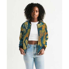 Tribal Blue Abstract Style Womens Bomber Jacket