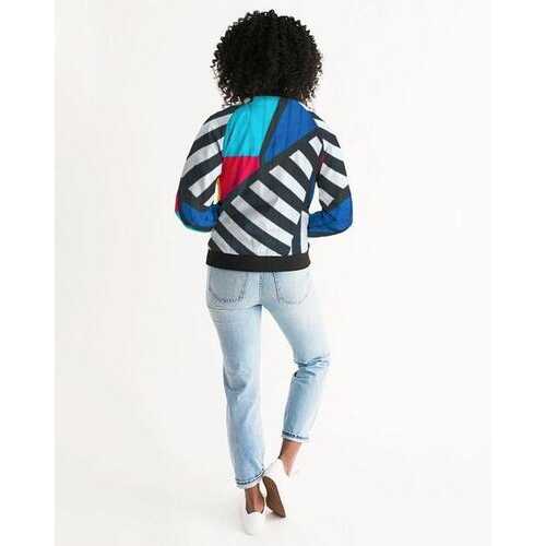 Gridline Colorful Style Womens Bomber Jacket