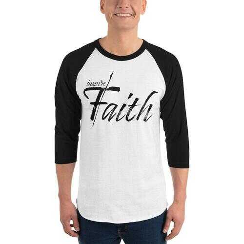 Womens Sport Tees, Inspire Faith Graphic Text Style Raglan Shirt