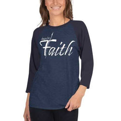 Womens Sport Tees, Inspire Faith Graphic Text Style Raglan Shirt