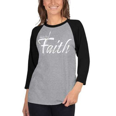 Womens Sport Tees, Inspire Faith Graphic Text Style Raglan Shirt