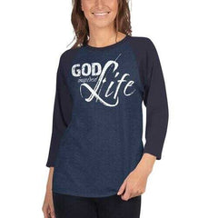 Womens Sport Tees, God Inspired Graphic Text Style Raglan Shirt