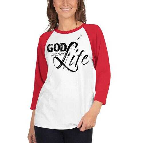 Womens Sport Tees, God Inspired Graphic Text Style Raglan Shirt