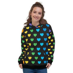 Rainbow Heart Style Black Womens Hoodie