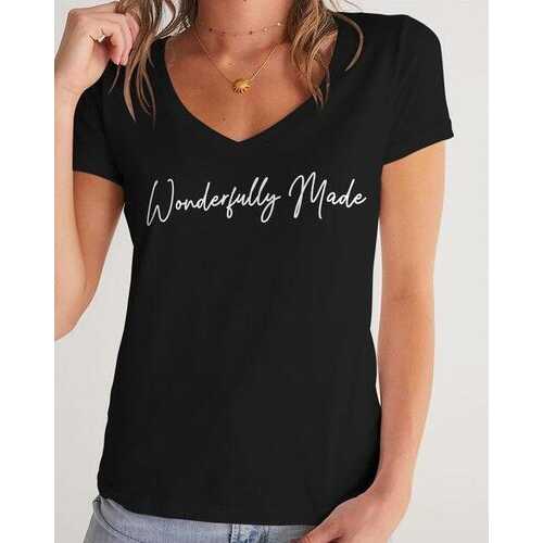 Wonderfully Made Graphic Style Womens V-Neck Tee