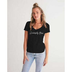 Wonderfully Made Graphic Style Womens V-Neck Tee