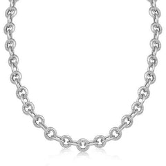 Sterling Silver Round Cable Inspired Chain Link Necklace, size 18''