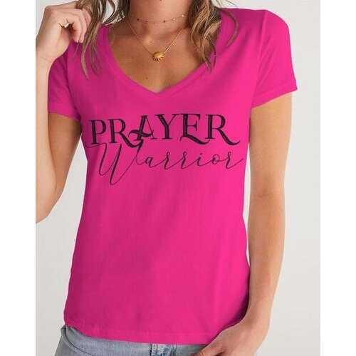 Prayer Warrior Womens V-Neck Tee