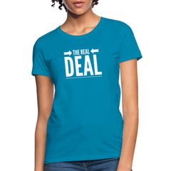 Womens T-Shirts, The Real Deal Graphic Text Double Arrow Style Shirt