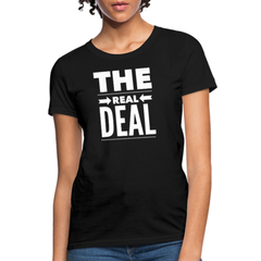 Womens T-Shirts, The Real Deal Graphic Text Double Arrow Style Shirt