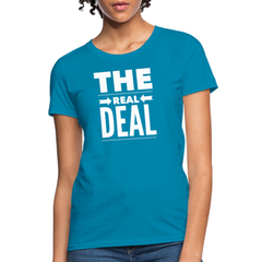 Womens T-Shirts, The Real Deal Graphic Text Double Arrow Style Shirt