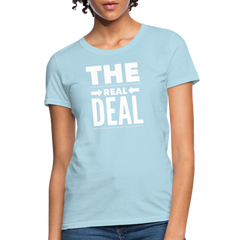 Womens T-Shirts, The Real Deal Graphic Text Double Arrow Style Shirt