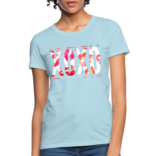 Womens T-Shirts, XOXO Graphic Style Multicolor Text Shirt