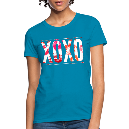 Womens T-Shirts, XOXO Graphic Style Multicolor Text Shirt