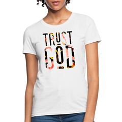 Womens T-Shirts, Trust God Graphic Text Floral Style Shirt