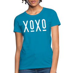 Womens T-Shirts, XOXO Graphic Style White Text Shirt