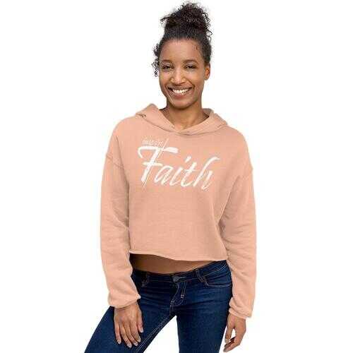 Crop Hoodie, Inspire Faith Graphic Text