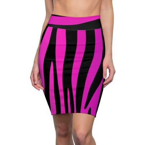 Womens Pencil Skirt, Purple and Black Stripes