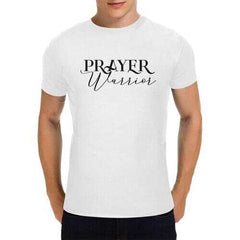 Prayer Warrior Graphic Text Mens Heavy Cotton T-Shirt/XXL (White-One Side Printing)