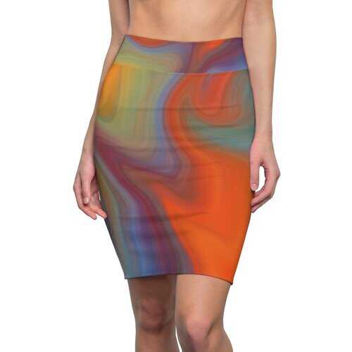 Womens Skirts, Orange Autumn Swirl Style Skirt